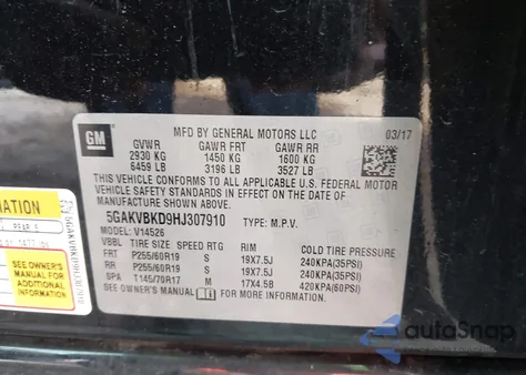 2017 Buick Enclave Leather from USA, damaged, VIN 5GAKVBKD9HJ307910